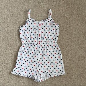 NWT Janie & Jack patriotic stars ruffle romper with back cut out & bow, size 6